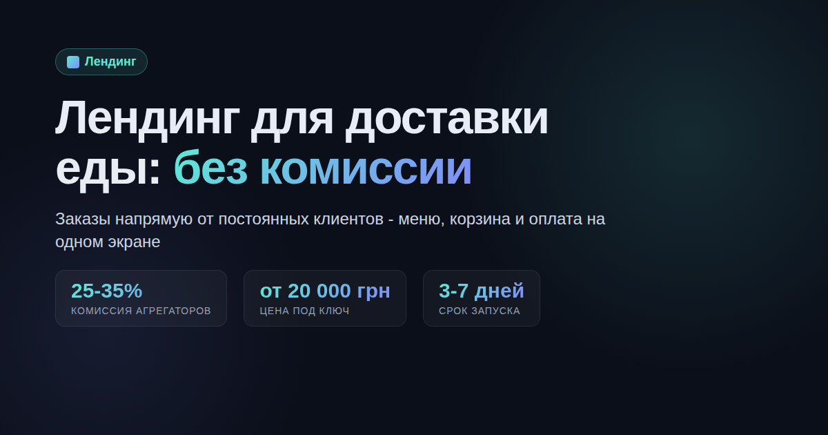 Лендинг для доставки еды в Одессе: заказы напрямую, без комиссии агрегаторов